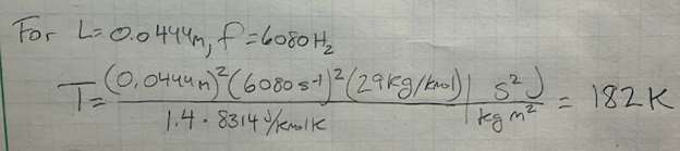 Temperature calculation from characteristic length and frequency